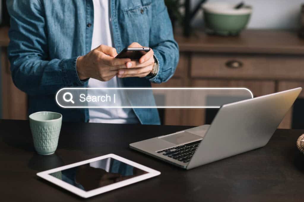 a man using a search bar